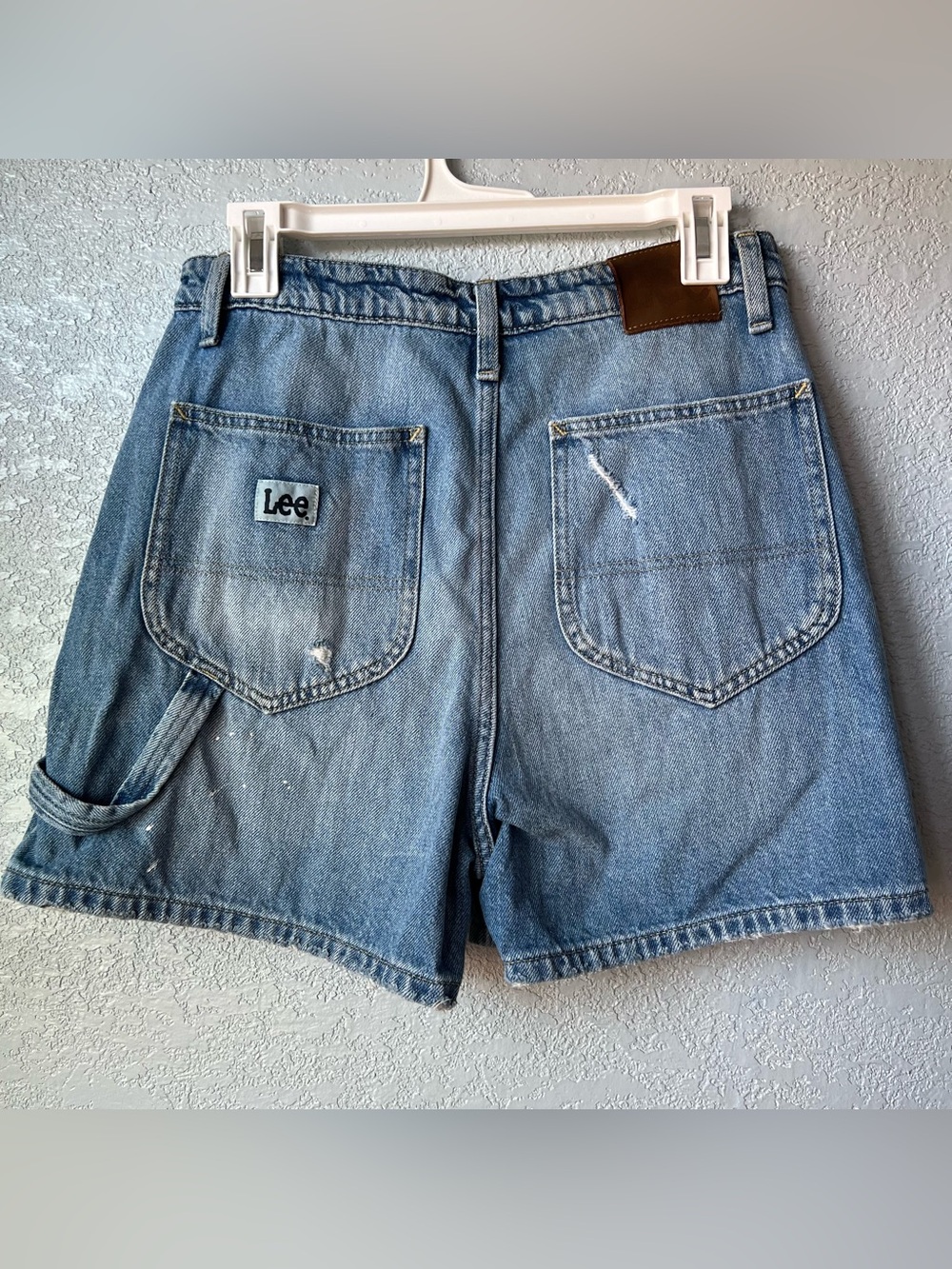 Lee Vintage Modern High Rise Carpenter Denim Shorts Womens 30 Y2K Utility
